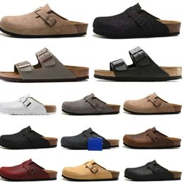 Boston Clog Men Women Designer Sandals Slippers Leather Bag Head Pull Cork Flats Mules Woody Loafers for Slipper 436ess