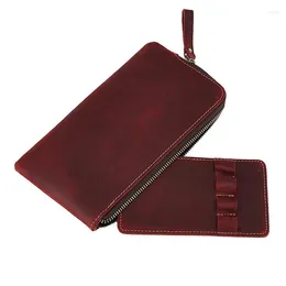 Leather Pen Case Cases For Adults Zipper Pencil Pouch Fountain Storage Bag High