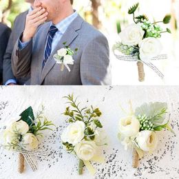 Other Fashion Accessories Groom Boutonniere Man Buttonhole Bride Wristbands Corsage Wedding Flowers Party Decor Suit Boutonniere Wedding Accessorie J230422