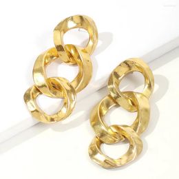 Dangle Earrings Large Buckle Multi-layer Fashion Creative Metal Pendants Golden Party Accessories