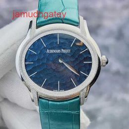 Ap Swiss Luxury Watch Millennium Series Womens Watch 77266bc Frost Gold Craft Blue Ripple Dial Single Pointer Design Automatic Mechanical Womens Watch 20 Complete S