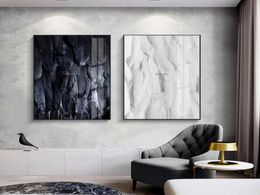 Nordic Dining Black White and Gold Feather Art Pictures For Living Room Modern home decor 24x36inch60x90cm6881530