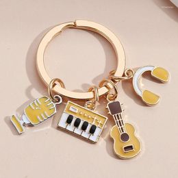 Keychains Enamel Keychain Music DJ Notes Guitar Key Ring Chain Bar Souvenir Gift For Women Men Handbag Accessorie Car Hanging Jewelry