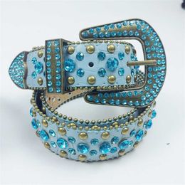 26% OFF Belt Designer New Women's inlaid with Penke pearlescent lacquer leather rivet Colour diamond needle buckle wide clothing accessories belt