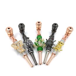 Colour Diamond Animals Metal Smoking Pipes Dry Herb Tobacco Pipe Screen Mesh with Lid Cap Frog Butterfly Spider Turtle Style