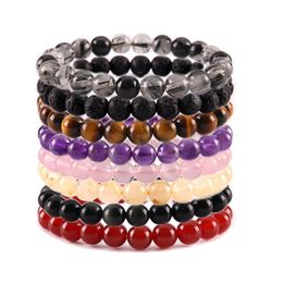 Beaded 8Mm Natural Stone Beaded Strands Bracelet Crystal Amethyst Turquoise Tiger Eye Bracelets For Women Men Fashion Jewelry Will And Dhpcv