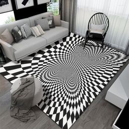 Carpets 3D Black White Vertigo For Living Room Decoration Home Simple Geometry Bedside Large Area Rugs Anti-skidd Entry Door Mat