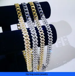 hip hop necklace for mens gold chain iced out cuban chains Hiphop14mm diamond splicing trendy Cuban chain full diamond necklace large gold chain