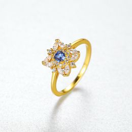 Europe Retro Sapphire Ring S925 Sterling Silver 3A Zircon Plated 18k Gold Brand Ring European American Hot Popular Women High end Ring Jewellery Valentine's Day Gift spc