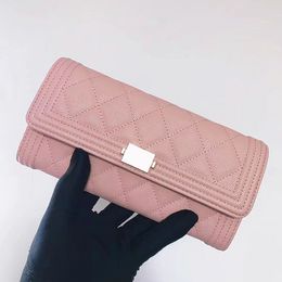 10A designer brand clutch bag fashion women's purse classic card bag solid color diamond shaped card bag original factory quality full set gift box