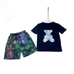 Children's short-sleeved T-shirt shorts cotton suit 2023 new fashion pioneer male and female suit trend 90-160CM D186