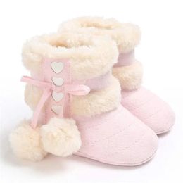 First Walkers Winter Snow Baby Boots 7Colors Warm Fluff Balls Indoor Cottton Soft Rubber Sole Infant born Toddler Shoes 231122