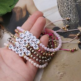 Charm Bracelets NeeFu WoFu DIY Custom Name Letter Bracelet Stainless Steel Beaded Manual Boho Crystal Women Nationality Beach Jewellery