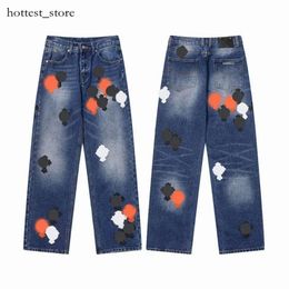 23ss New Men's Jeans Designer Make Old Washed Chrome Straight Trousers Heart Letter Prints Long Style Hearts Purple Jeans Chromees Hearts 946