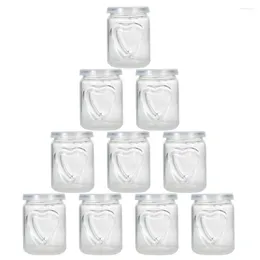 Storage Bottles 10 Pcs Heart Pudding Mousse Jelly Jars Glass Love Yoghourt Baking Plastic Containers