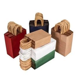 Gift Wrap 10PCS Gift Candy Bag Kraft Paper Coloured Shopping Bags Christmas Gift Bag Multiple Colours Wedding Party Decoration Gift 231123