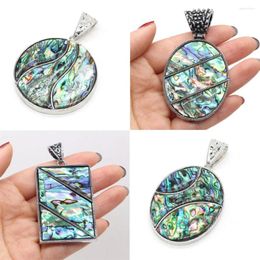 Pendant Necklaces Natural Abalone Pendants Tibetan Silver Color Shell Charms For Jewelry Making DIY Retro Necklace Crafts Accessories