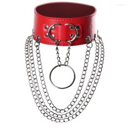 Chains Red Leather Choker Collar Women Goth Punk O-ring Chain Silver Color Harajuku Sexy Chocker Bondage Festival Jewelry