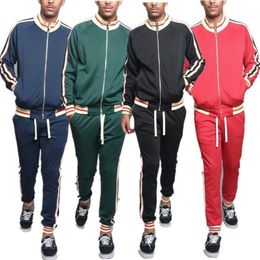 Tracksuits designer tracksuit sweatsuit Stand collar boys green black long sleeve autumn and winter men's leisure sports suit color matching two-piece set