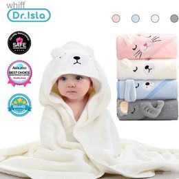 Towels Robes Dr.isla Baby Bath Towel Soft Warm Sleeping Swaddle Wrap for Girl Boy Coral Fleece Newborn Blanket Toddler Hooded Baby BathrobeL231123