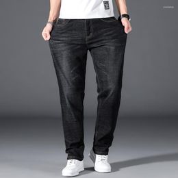 Mens Jeans Plus Size 42 44 46 48 50 Classic Mens Loose Straight Black Blue Stretch Business Casual Trousers Male Brand Pants