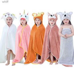 Towels Robes 70*120cm Toddler Kids Hooded Towels Newborn Baby Bathrobe Bath Towel Blanket Warm Sleeping Swaddle Wrap for Infant Boys GirlsL231123