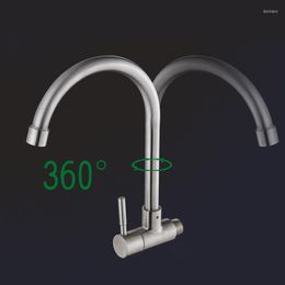 Kitchen Faucets Faucet G1/2 304 Stainless Steel Wall Mounted Style Sink Single Cold Water Balcony Mop Pool 360 Rotation Tap
