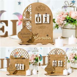 Other Event Party Supplies Ramadan Countdown Calendar Eid Mubarak Wooden Ornament Decoration for Home Islam Muslim Decor Kareem 230422
