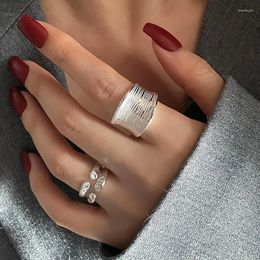 Cluster Rings 925 Silver Plated Wide Geometric Finger Ring For Women Girls Party Punk Hiphop Jewlery Gifts Accessories Jz833