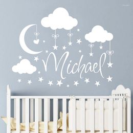 Wall Stickers Customizable Name Baiyun Moon Star Decal Boy Girl Baby Room Bedroom Sticker Home Decor ER26