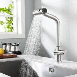 Kitchen Faucets 304 Stainless Steel Sink Pull Out Sprayer Faucet Grey/Black Waterfall Cold Single Hole Mixer Wash Tap For