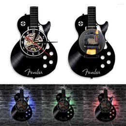 Wall Clocks Clock Silent Acoustic Guitar Musical Instrument Record Home Bar Decor