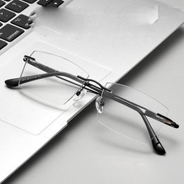 Sunglasses Frames Luxury Business Rimless Glasses Man Fashion Comfortable Square Ultra Light Alloy Eyewear Optical Prescription Eyeglass