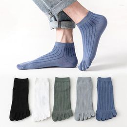 Men's Socks Men's Five Finger Thin Stripe Breathable Short Tube Cotton Sweat Absorption Toe