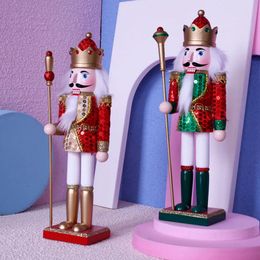 Christmas Decorations 30cm Nutcracker Soldier Wooden Vintage Doll Figurines Puppet Handicrafts Christmas Tree Ornament Festival Gift Home Decoration 231122