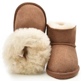 Boots Children Winter Snow Boots for Girls Boys Classic Kids Sheep Fur Leather Shoes Ski Wear Warm Footwear 231123