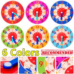 New New 6 Colours Montessori Wooden Clock Kids Toys Time Learning Teaching Aids Toys for Children Life Skills Training Games Kids Toy