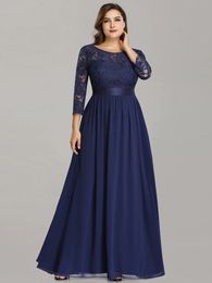 Party Dresses Plus Size Evening ONeck Bridesmaid 2023 Ever Pretty with Long Lace Sleeve Elegant for Women EP07412 230422