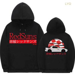 Men's Hoodies Sweatshirts Initial D Drift Akagi RedSuns Hoodie Japan Anime AE86 Oversized Printed Tracksuit Unisex Trend JDM Automobile Culture Sweatshirt KUKH