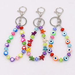 Keychains Lovely Key Chains For Female Girls Boho Colorful Heart Pendant Women Bag Keychain Evil Eye Charm Accessories Gifts