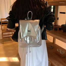 School Bags Women Pu Leather Backpack For Teenage Girls Simple Style Lady Luxury Designer 4Colors Choose Flap