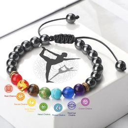 Strand Healing 7 Chakra Men 6 8mm Hematite Engery Stone Yoga Bangles Women Black Gallstone Health Protection Jewellery