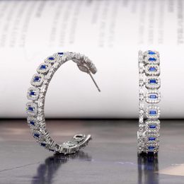 Hoop Earrings Bride Talk Round Shape Women Cubic Zirconia Luxury Trendy Earring Jewelry For Wedding & Engagement Party Gift