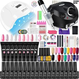 Acrylic Powders Liquids Manicure Set Poly Nail Gel Set With Nail Lamp Semi Permanent Varnish Acrylic Extension Gel Kit Electric Nail Drill Nail Tools 231122