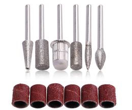 NAD001 6Pcs Nail Art Drill Bits Replace Sand paper Head Set with Case for Gel Polish Tips Grinding Polishing Shaping Machine2314941