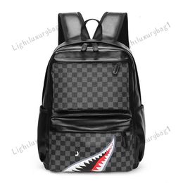 Designer Printed Plaid Shark Pattern Unisex Backpack New Fashion Large Capacity Travel Computer Cool School Bag 231123