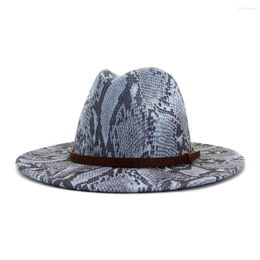 Berets Arrival Fashion Fedoras Top Jazz Felt Wide Brim Hat Snake Pattern Summer Bowler Formal Hats Cap Outdoor