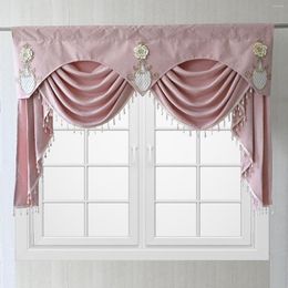 Curtain Pink Head European Princess Style Waterfall Valance Luxury Embroidery Beads Wavy Scallop For Living Room Windows