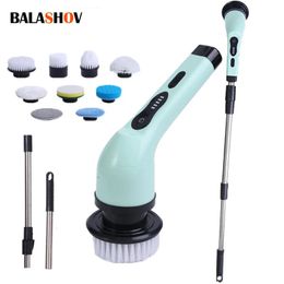 Vacuums 9in1 Electric Cleaning Brush Spin Scrubber Tools Parlour Kitchen Bathroom Gadgets 231123