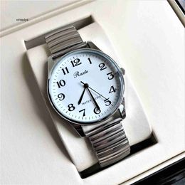 Luxury Watch Large Dial Elastic Steel Band Large Number Electronic Quartz Watch for Middle-aged and Elderly People Waterproof Men Women